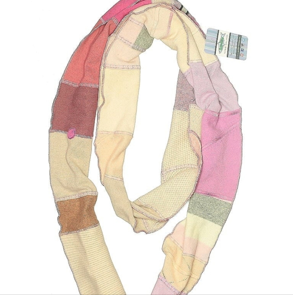Pink and Cream Patchwork Scarf with Quilted Design Cashmere Scarf